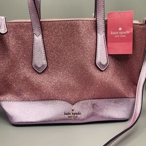 Kate Spade Pink Suede Tote with Metallic Accents
